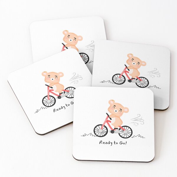 Item preview, Ready to Go – Cute Bear on a Bike, Cute Bear Riding a Red Bicycle, Kawaii Bear on a Bike – Kids Design designed and sold by GDbanners.