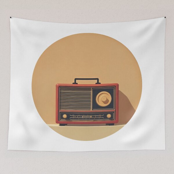 Item preview, Retro Frequency: Bold Red Vintage Radio Vibes designed and sold by ForeverPrintsOK.