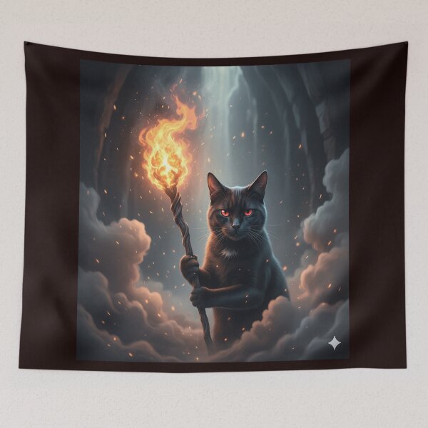 Item preview, A black cat with a burning torch designed and sold by Bernsteinhaus.