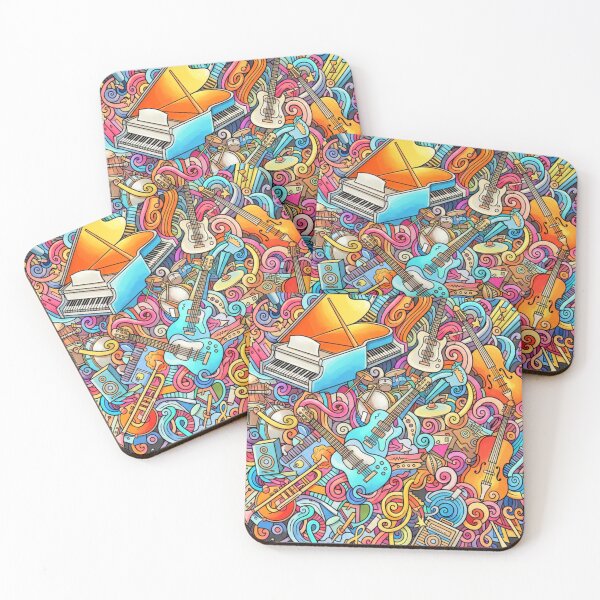 Item preview, Musical Instruments Doodle Pattern Art designed and sold by ExploreAura Studio.