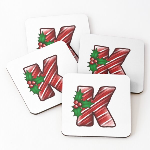 Item preview, K Monogram (Candycane) designed and sold by CharmedHeartArt.