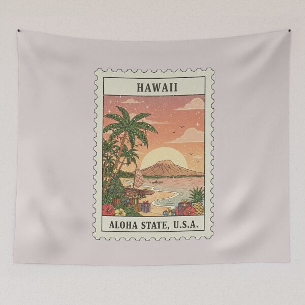 Item preview, Vintage Hawaii Aloha State USA Christmas Stamp designed and sold by allaboutstamps.