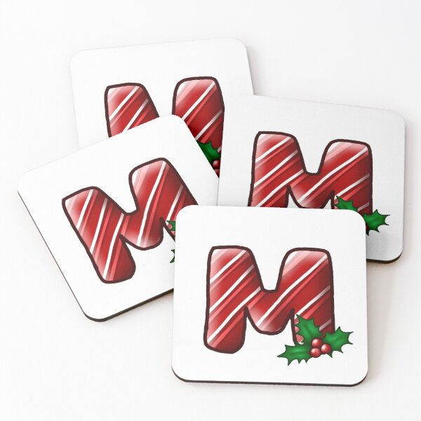 Item preview, M Monogram (Candycane) designed and sold by CharmedHeartArt.