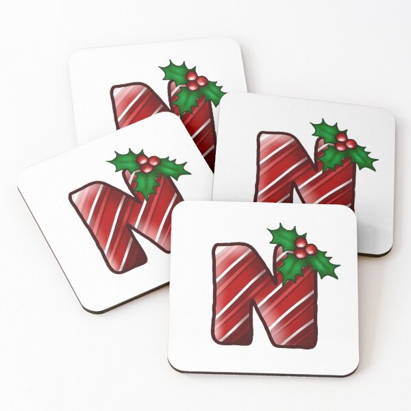 Item preview, N Monogram (Candycane) designed and sold by CharmedHeartArt.