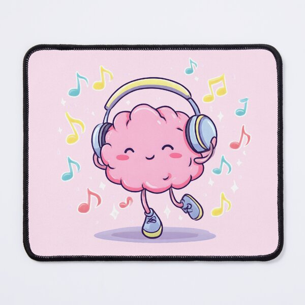 Item preview, Kawaii Dancing Brain with Headphones – Cute Music Lover, Feel-Good Mental Health Aesthetic Design designed and sold by PureBrain.