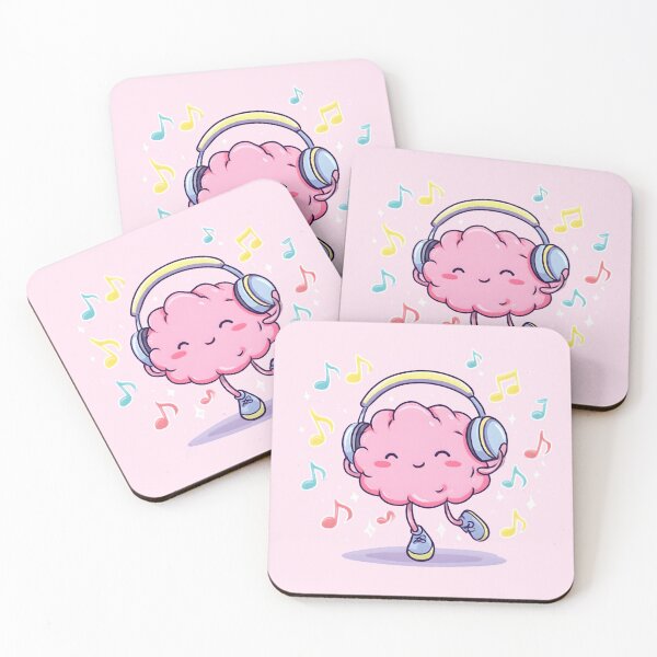 Item preview, Kawaii Dancing Brain with Headphones – Cute Music Lover, Feel-Good Mental Health Aesthetic Design designed and sold by PureBrain.