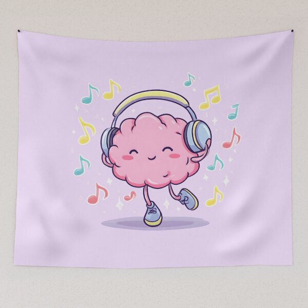 Item preview, Kawaii Dancing Brain with Headphones – Cute Music Lover, Feel-Good Mental Health Aesthetic Design designed and sold by PureBrain.