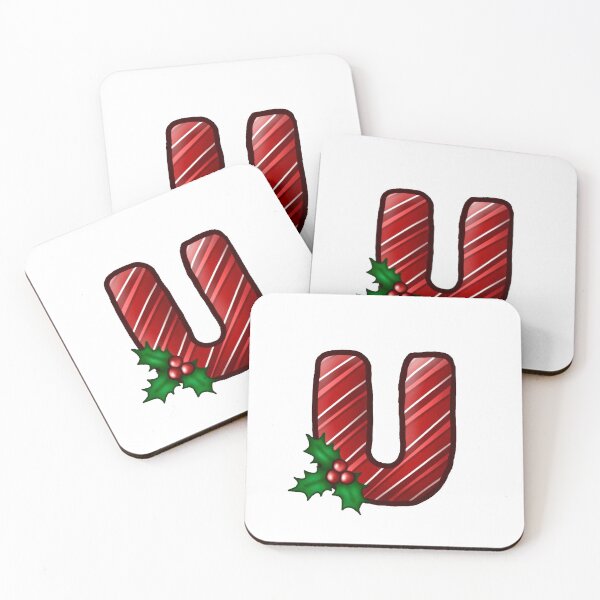 Item preview, U Monogram (Candycane) designed and sold by CharmedHeartArt.