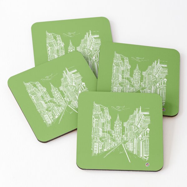 Item preview, Colonial city in green designed and sold by TicaDecoGrp.
