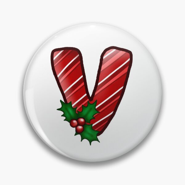 Item preview, V Monogram (Candycane) designed and sold by CharmedHeartArt.