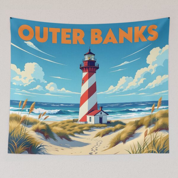 Item preview, Outer Banks, North Carolina: Vintage-Style Painterly Travel Poster designed and sold by LSVart.