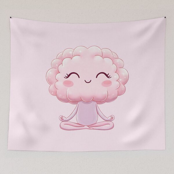 Item preview, Kawaii Meditating Brain – Mindfulness Wellness Art, Cute Pastel Mental Health Design designed and sold by PureBrain.