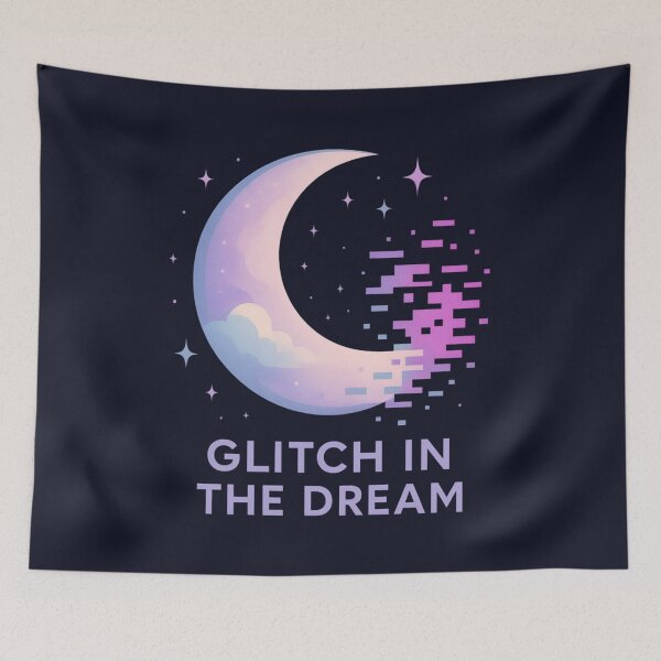 Item preview, Glitch in the Dream – Retro Vaporwave Moon designed and sold by SidTastic .