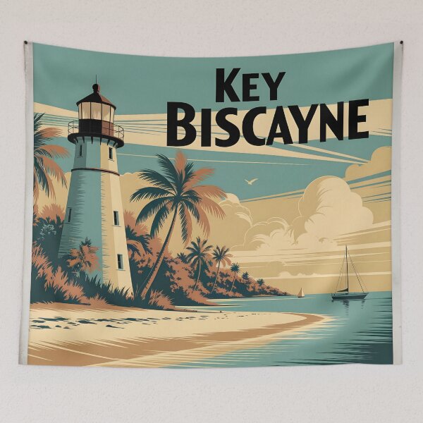 Item preview, Key Biscayne, Florida: Vintage-Style Painterly Travel Poster designed and sold by LSVart.