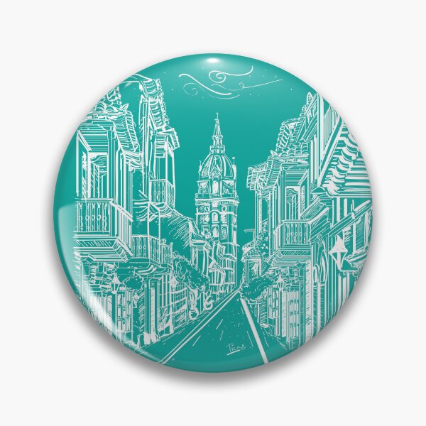Item preview, Colonial city in turquoise designed and sold by TicaDecoGrp.