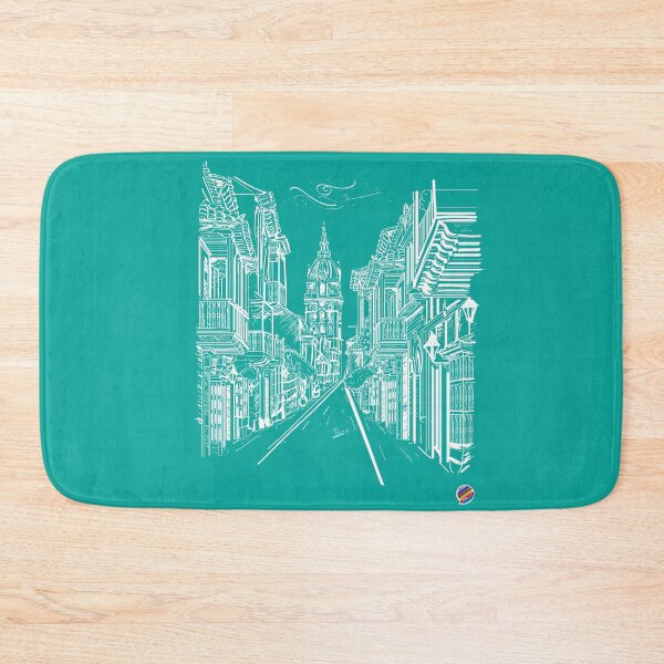 Item preview, Colonial city in turquoise designed and sold by TicaDecoGrp.