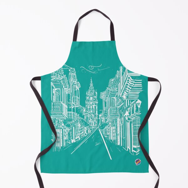 Item preview, Colonial city in turquoise designed and sold by TicaDecoGrp.