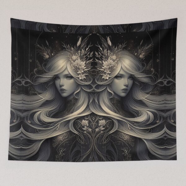 Item preview, Gemini – Dark Realistic Zodiac Illustration designed and sold by Roberta Calabrese.