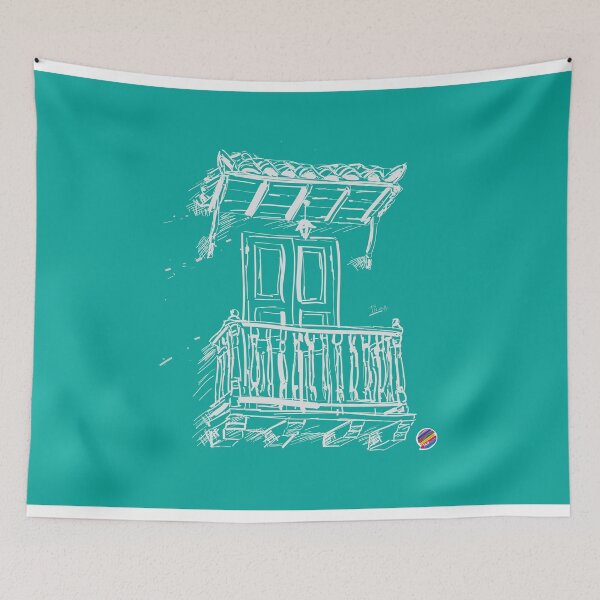 Item preview, Balcony in Cartagena turquoise designed and sold by TicaDecoGrp.