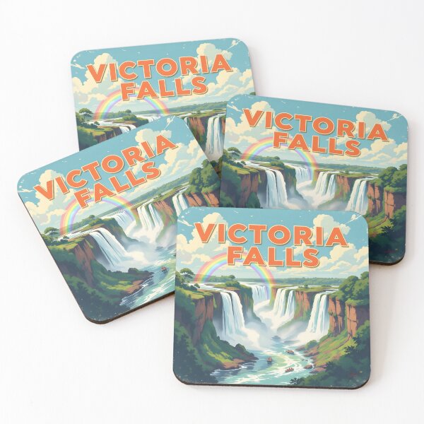 Item preview, Victoria Falls, Zambia–Zimbabwe: Vintage-Style Painterly Travel Poster designed and sold by LSVart.
