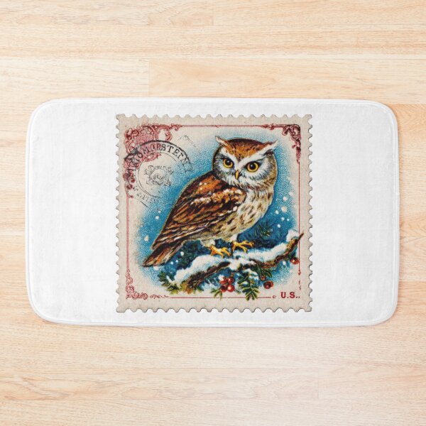 Item preview, Vintage Christmas owl stamp designed and sold by olenapetol.