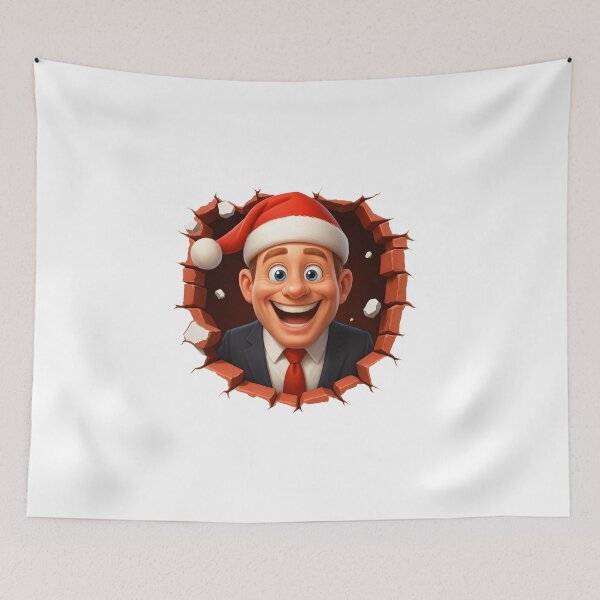 Item preview, Cheerful Christmas Businessman Santa Bursting Through Wall designed and sold by DigiHub Linker.