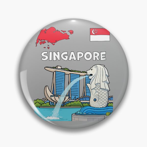 Item preview, Merlion y horizonte de Singapur: un bonito recuerdo de viaje designed and sold by mashmosh.