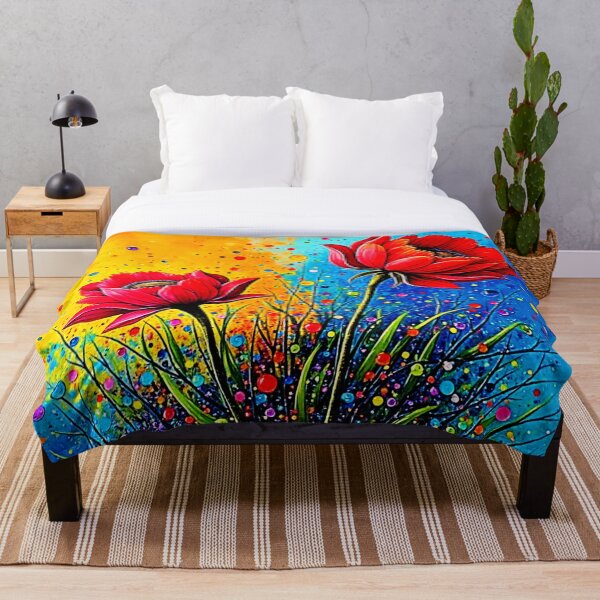 Aperçu de l'œuvre Impression Pop Art Fleurs Rouges Vibrantes créée et vendue par Health And Fitness Posts e-Store.