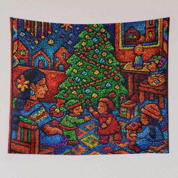Item preview, Mexican Mosaic of a Happy Family Christmas designed and sold by JonelleTshirts.