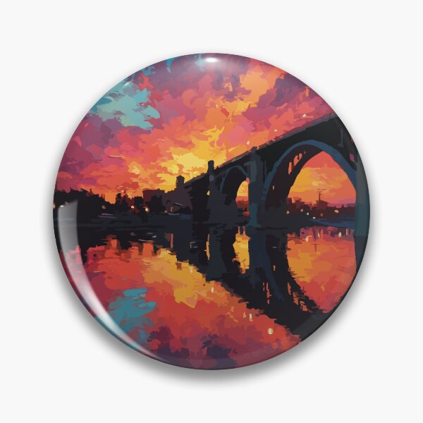 Item preview, Saskatoon Saskatchewan River Bridge | Prairie Sunset Cityscape Art Print designed and sold by TuncGK.