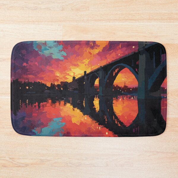 Item preview, Saskatoon Saskatchewan River Bridge | Prairie Sunset Cityscape Art Print designed and sold by TuncGK.
