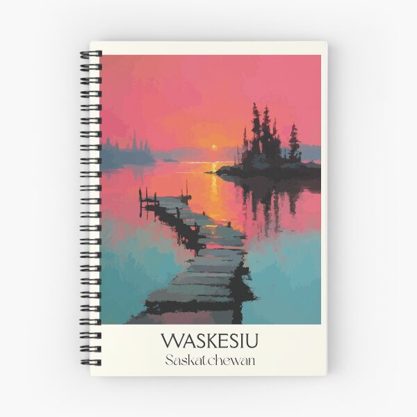 Item preview, Waskesiu Saskatchewan Sunset | Pink Sky Lake Dock Art Print designed and sold by TuncGK.
