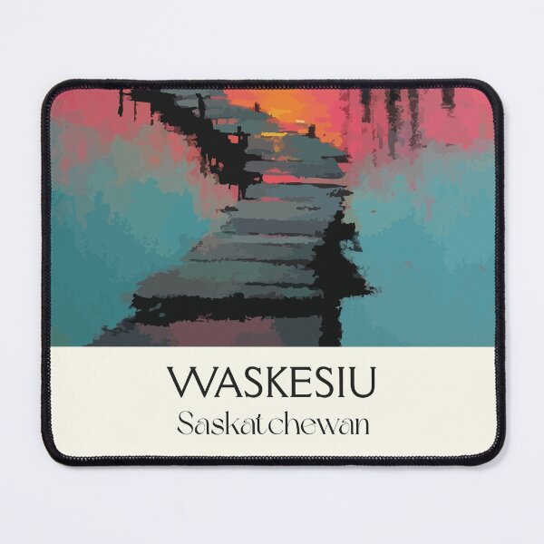 Item preview, Waskesiu Saskatchewan Sunset | Pink Sky Lake Dock Art Print designed and sold by TuncGK.