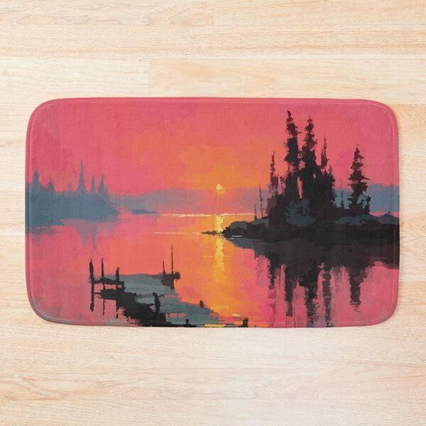 Item preview, Waskesiu Saskatchewan Sunset | Pink Sky Lake Dock Art Print designed and sold by TuncGK.