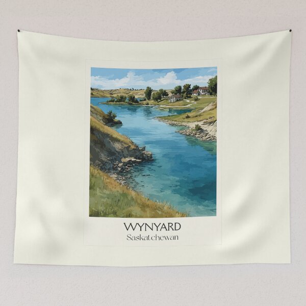 Item preview, Wynyard Saskatchewan Landscape | Winding Creek & Green Fields Art Print designed and sold by TuncGK.