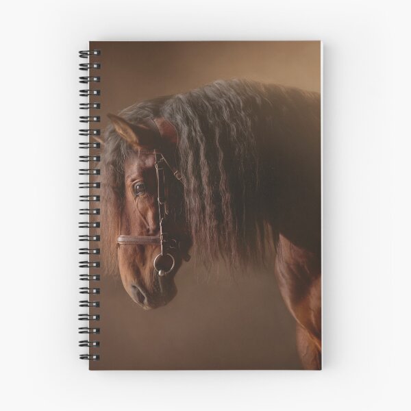 Item preview, Portrait of a black horse with a long mane against a soft golden-brown light background designed and sold by Julia Shepeleva.