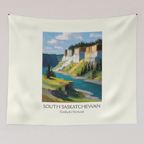 Item preview, South Saskatchewan River Valley | Cliffs & Waterway Art Print designed and sold by TuncGK.