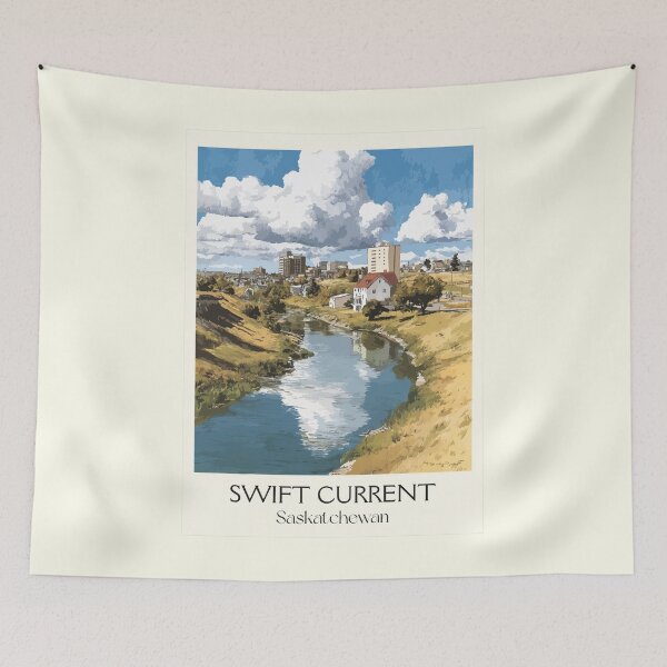 Item preview, Swift Current Saskatchewan | Rolling Hills & Historic Town Art Print designed and sold by TuncGK.