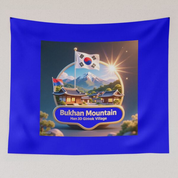 Item preview, Brilliant Bukhan Mountain Hanok Village – 3D Glorious Label,   designed and sold by PaintMeWorld.