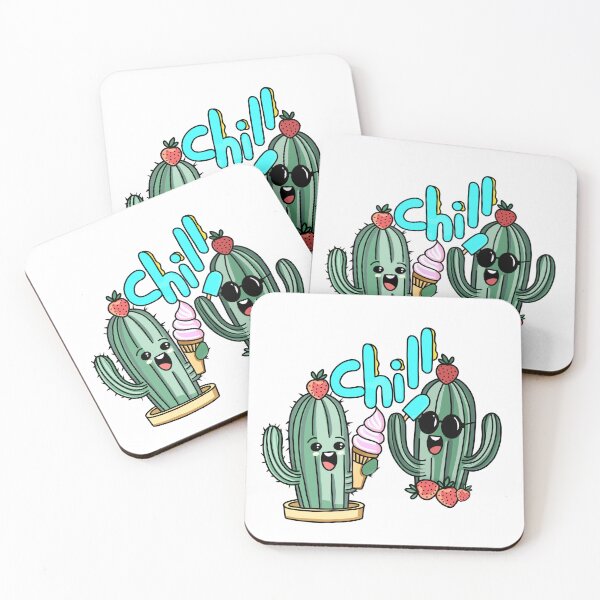 Item preview, Kawaii Cactus Friends with Ice Cream – Summer Chill Vibes designed and sold by NancyDzines.