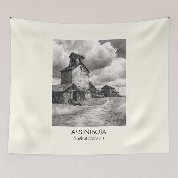 Item preview, Assiniboia Saskatchewan History | Vintage Grain Elevator Art Print designed and sold by TuncGK.