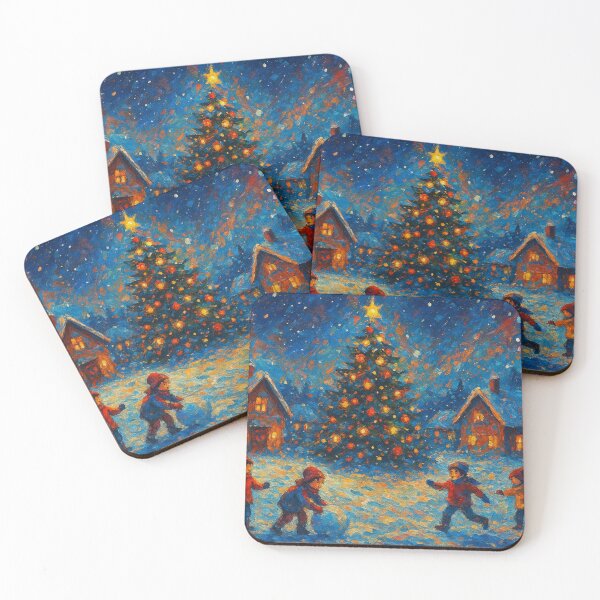 Item preview, Nighttime Snow Battle Under the Impressionist Tree designed and sold by JonelleTshirts.