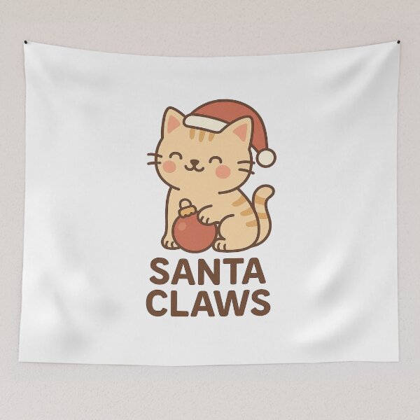 Item preview, Santa Claws – Cute Kawaii Christmas Cat Holding Ornament designed and sold by StyleLap.