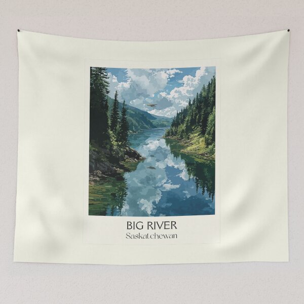 Item preview, Big River Saskatchewan | Boreal Forest & Water Reflection Art Print designed and sold by TuncGK.
