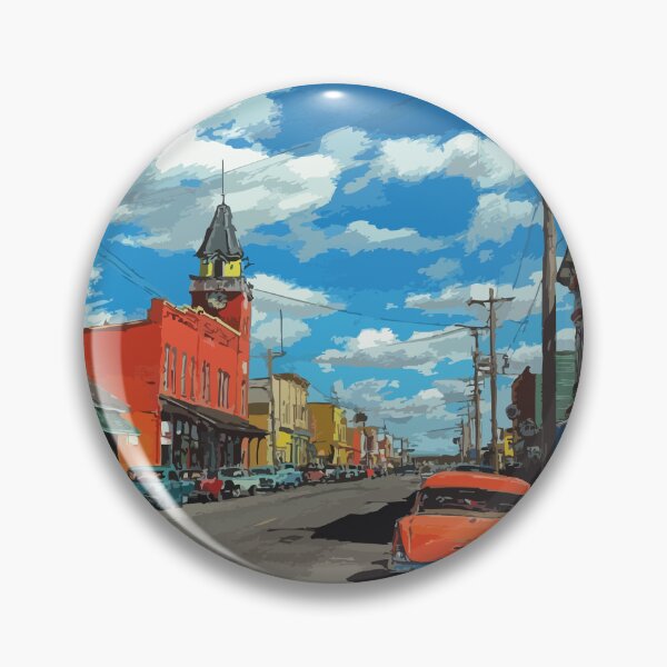 Item preview, Biggar Saskatchewan Town | Vintage Main Street & Classic Car Art Print designed and sold by TuncGK.