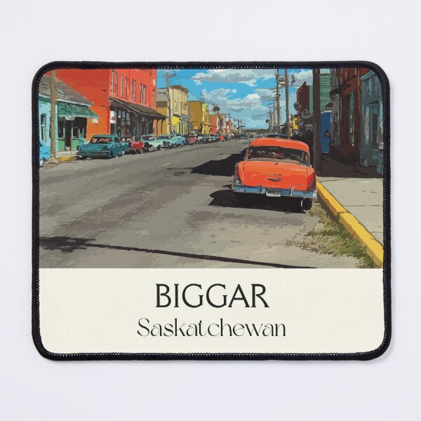 Item preview, Biggar Saskatchewan Town | Vintage Main Street & Classic Car Art Print designed and sold by TuncGK.
