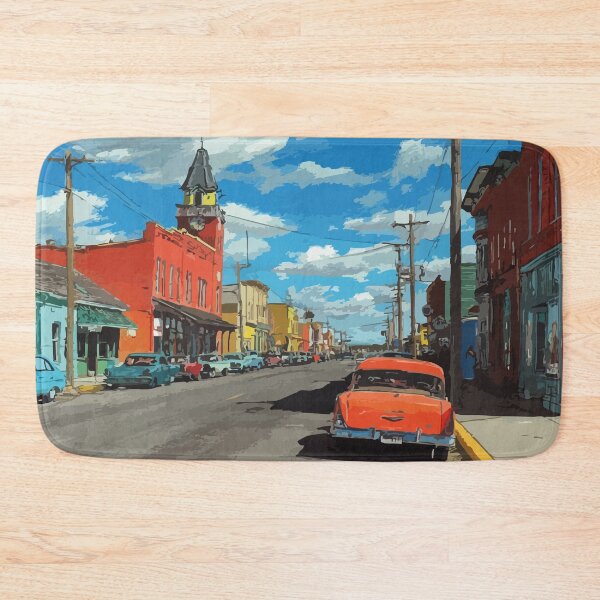 Item preview, Biggar Saskatchewan Town | Vintage Main Street & Classic Car Art Print designed and sold by TuncGK.