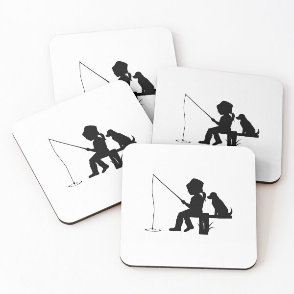 Item preview, Girl Fishing with Dog Silhouette Sticker designed and sold by Prayful.