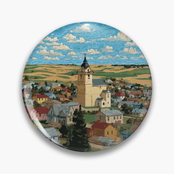 Item preview, Canora Saskatchewan | Townscape & Blue Sky Art Print designed and sold by TuncGK.