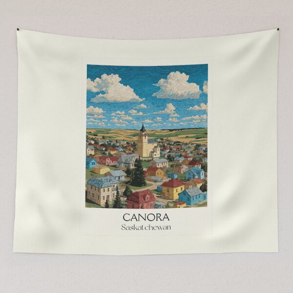 Item preview, Canora Saskatchewan | Townscape & Blue Sky Art Print designed and sold by TuncGK.